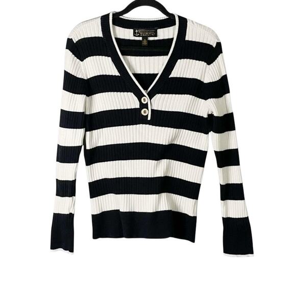 Ralph Lauren v neck Henley black striped VTG anchor tag nautical top size XL - Picture 1 of 9